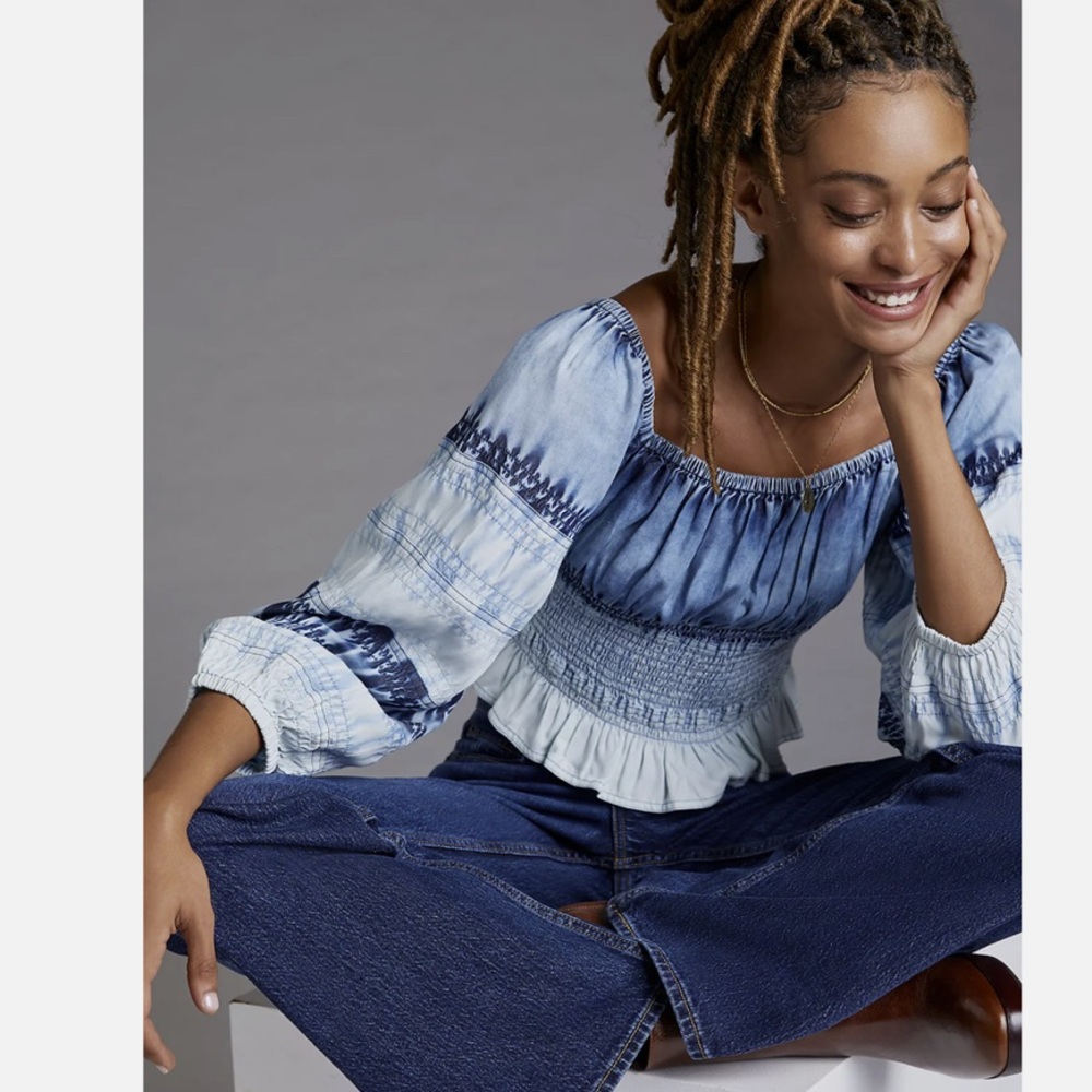 Boho Blue Smocked Top